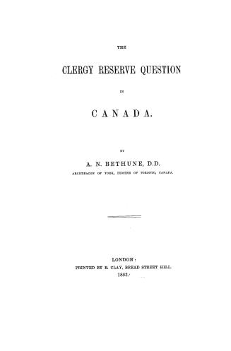 The clergy reserve question in Canada