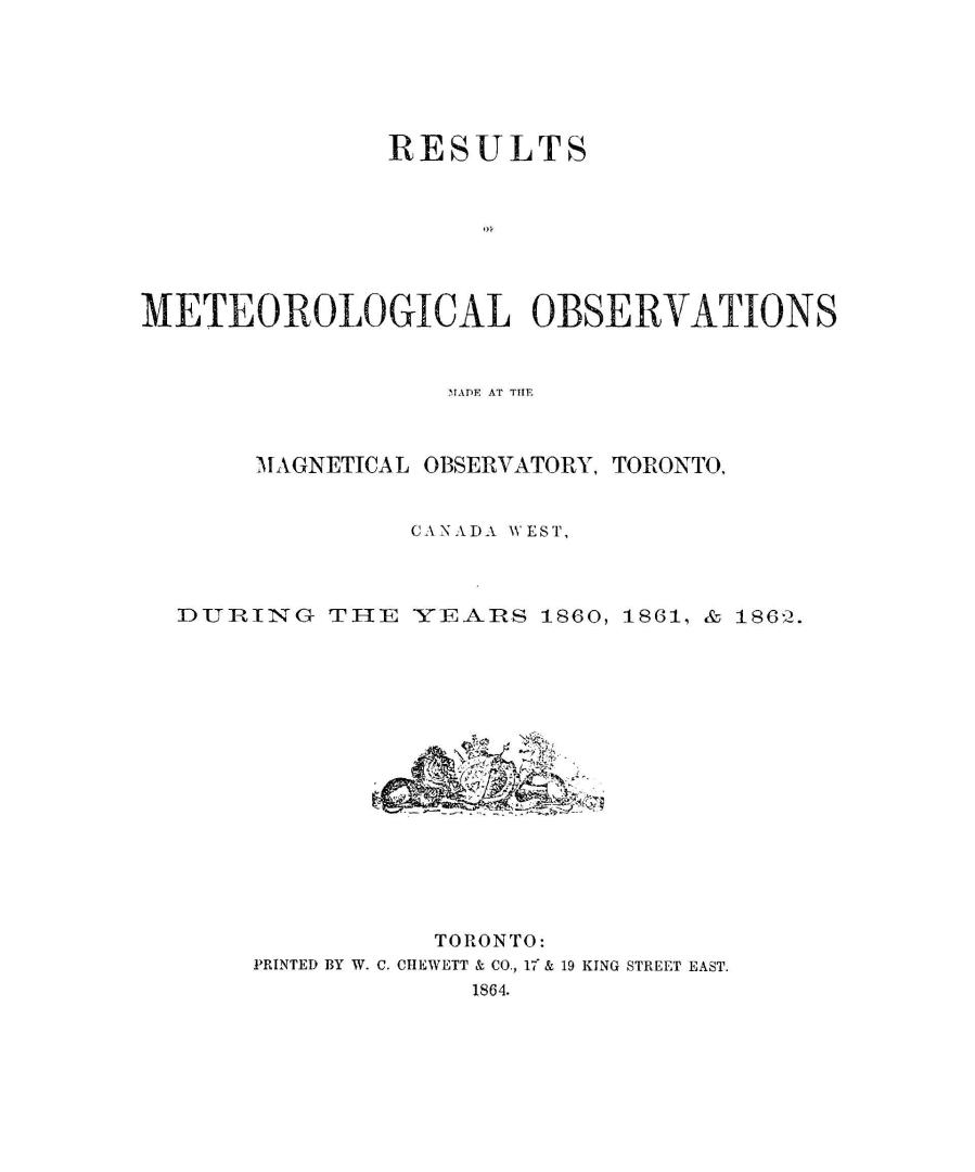 Results of meteorological and magnetical observations