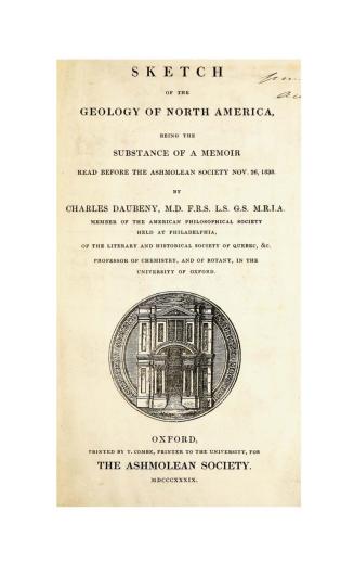 Sketch of the geology of North America, being the substance of a memoir read before the Ashmolean Society Nov