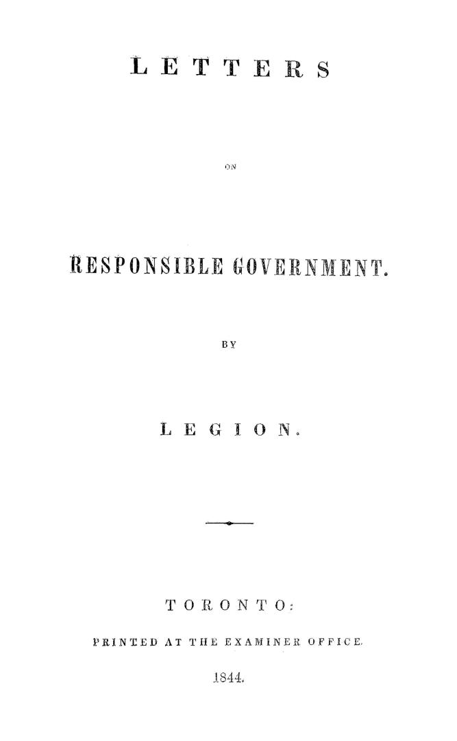 Letters on responsible government