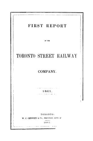 Report of the Toronto Street Railway Company