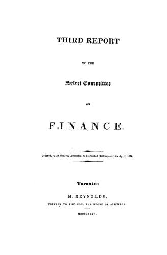 Report of the Select committee on finance