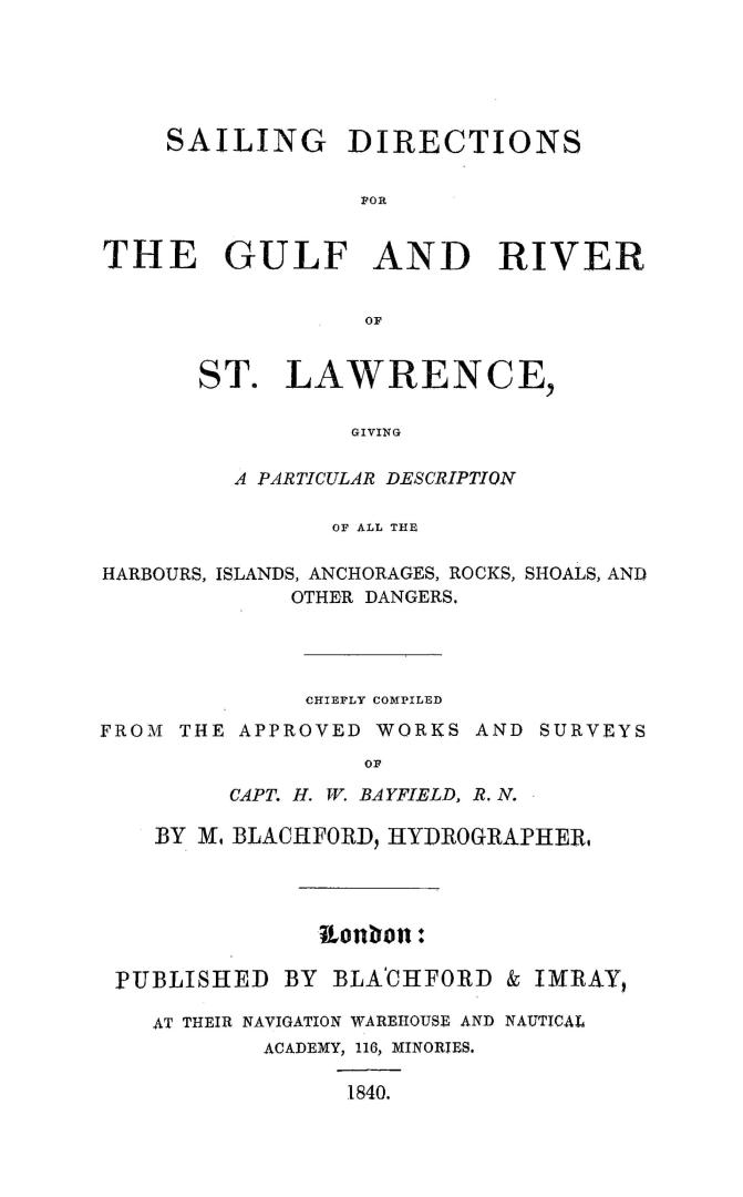 Sailing directions for the gulf and river of St