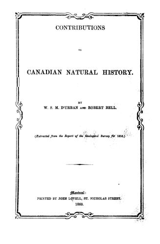 Contributions to Canadian natural history