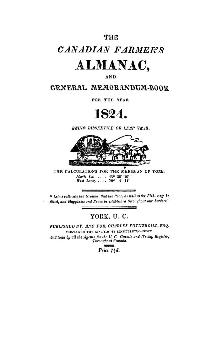 Upper Canada farmers' & mechanics' almanac