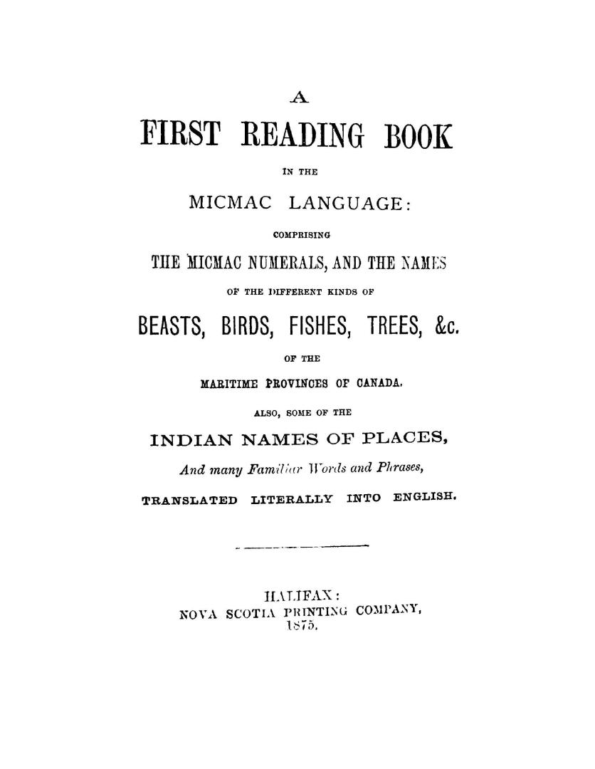 A first reading book in the Micmac language