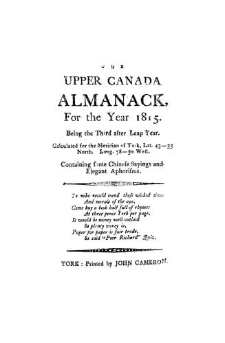 The Upper Canada Almanac for the year 1815