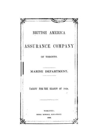 Tariff for the season of 1856