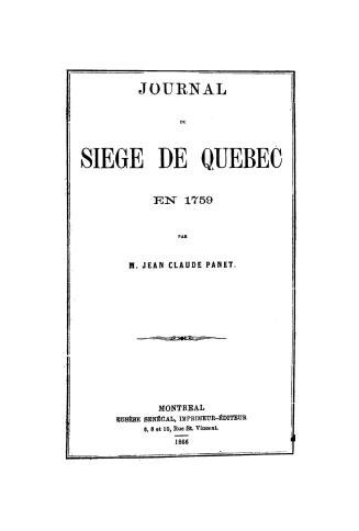 Journal du siège de Québec en 1759