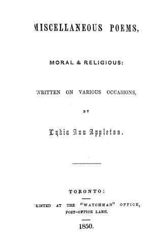 Miscellaneous poems, moral & religious, written on various occasions