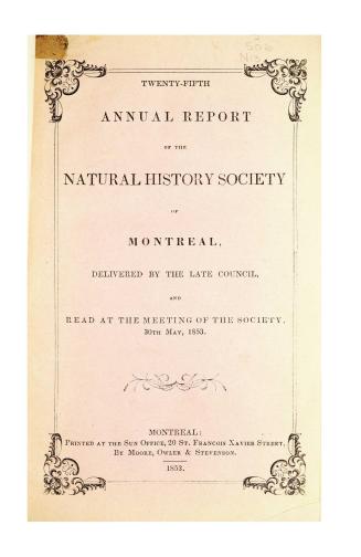 Proceedings at the annual meeting of the Natural History Society of Montreal, or the year ending