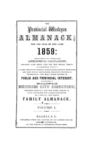 The Provincial Wesleyan almanack