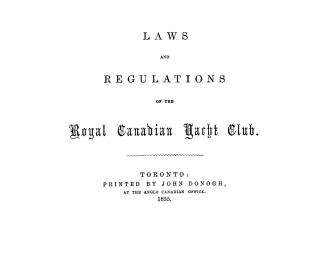 Laws and regulations of the Royal Canadian Yacht Club