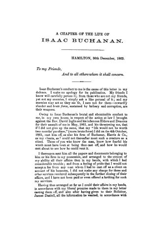 A chapter of the life of Isaac Buchanan