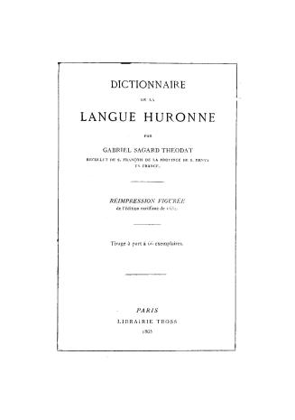 Dictionnaire de la langue huronne