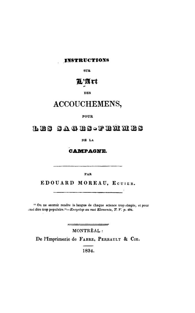 Instructions sur l'art des accouchemens, pour les sages-femmes de la campagne