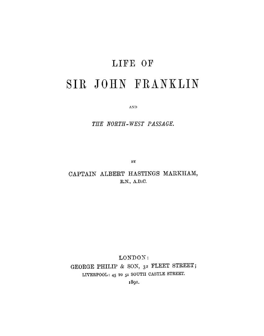 Life of Sir John Franklin and the North-west passage