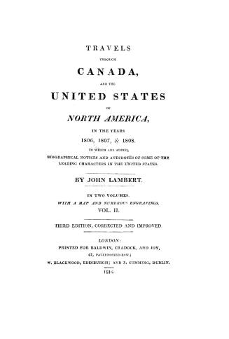 Travels through Canada, and the United States of North America, in the years 1806, 1807, & 1808