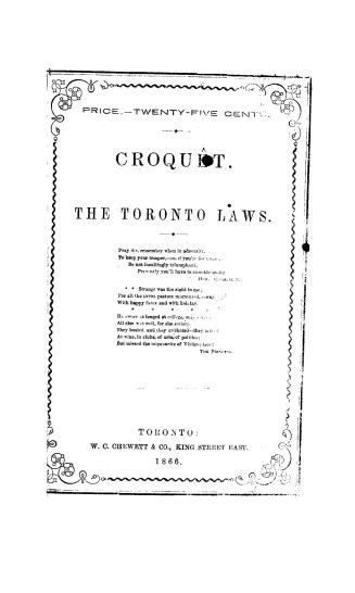 Croquêt, the Toronto laws