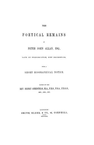 The poetical remains of Peter John Allan