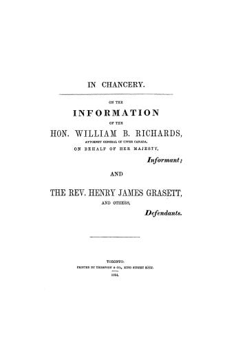 In chancery, on the information of the Hon