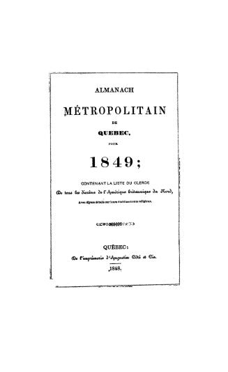 Almanach ecclesiastique et civil de Quebec