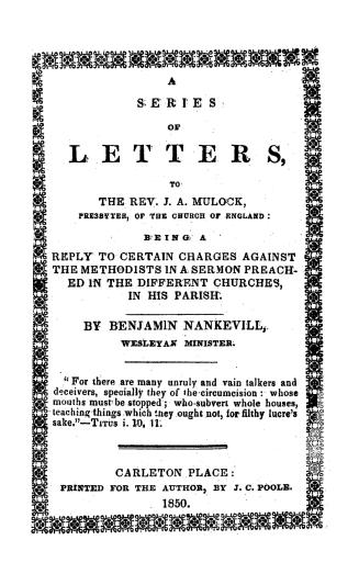 A series of letters to the Rev