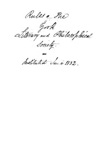 Laws for the constitution and government of the York literary and philosophical society in Upper Canada