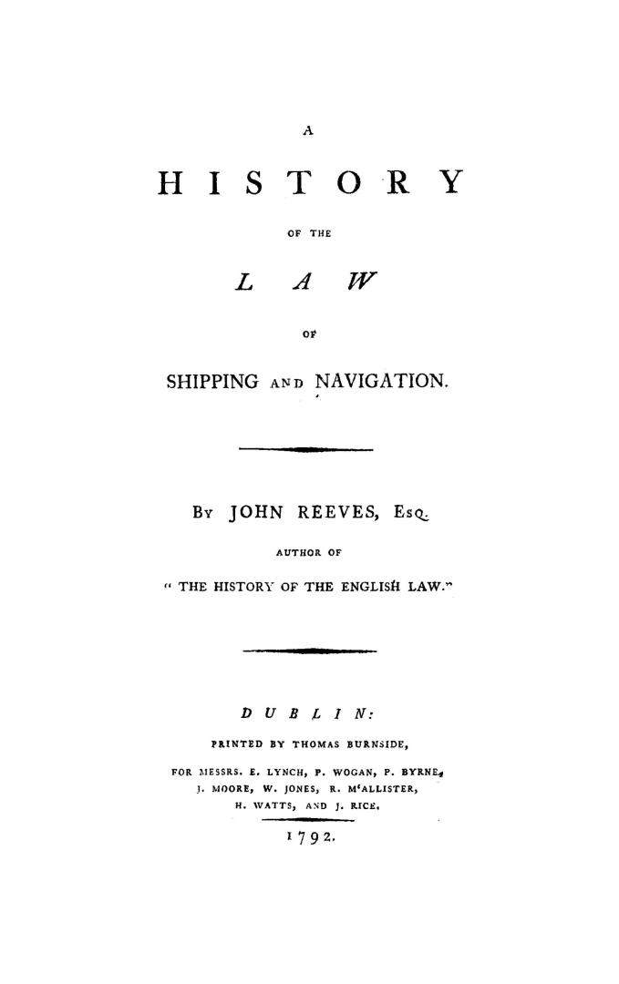 A history of the law of shipping and navigation