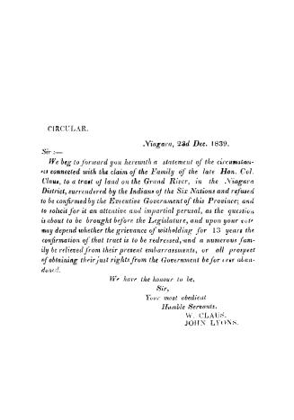 Statement of facts connected with the claim of the family of the late Hon