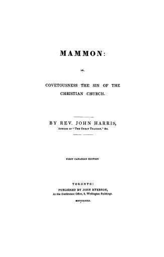 Mammon, or, Covetousness the sin of the Christian church