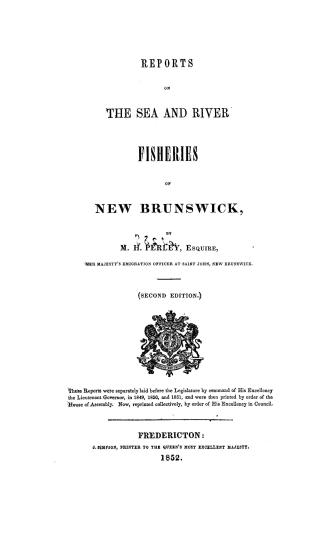 Reports on the sea and river fisheries of New Brunswick