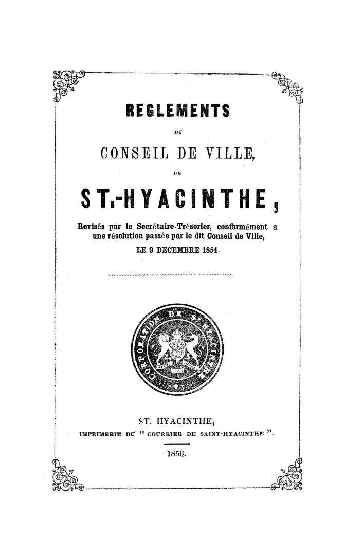 Règlements du Conseil de ville de St