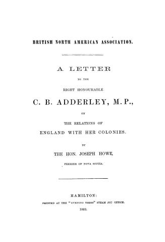 A letter to the Right Honourable C