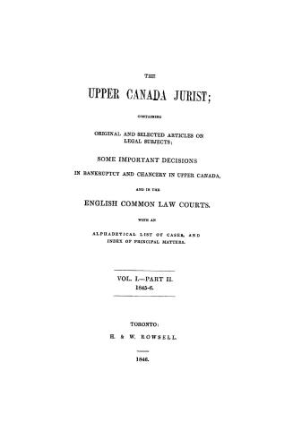 The Upper Canada jurist,