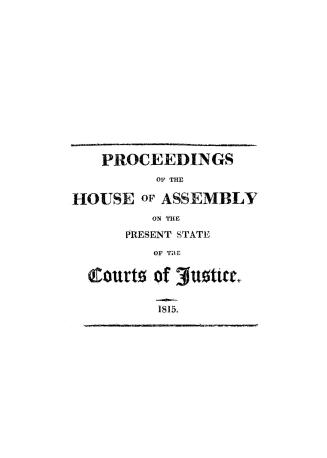 Extracts from the proceedings of the House of Assembly