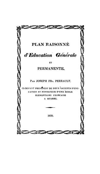 Plan raisonné d'education générale et permanente