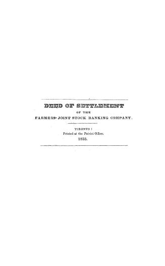 Deed of settlement of the Farmers' joint stock banking company