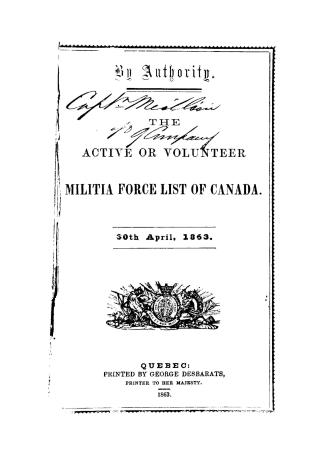 The Quarterly militia list of the Dominion of Canada