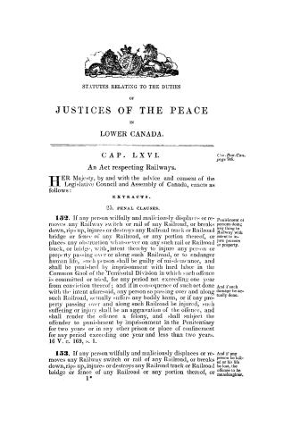 Statutes relating to the duties of justices of the peace in Lower Canada