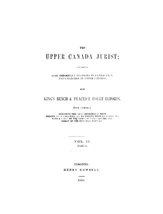 The Upper Canada jurist,