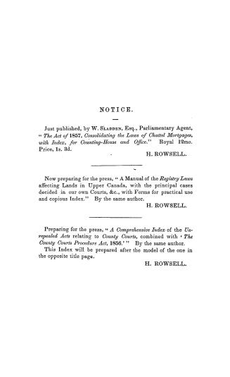Synopsis in the form of a comprehensive index of the Common law procedure act, 1856, and the Common law procedure act, 1857, combined