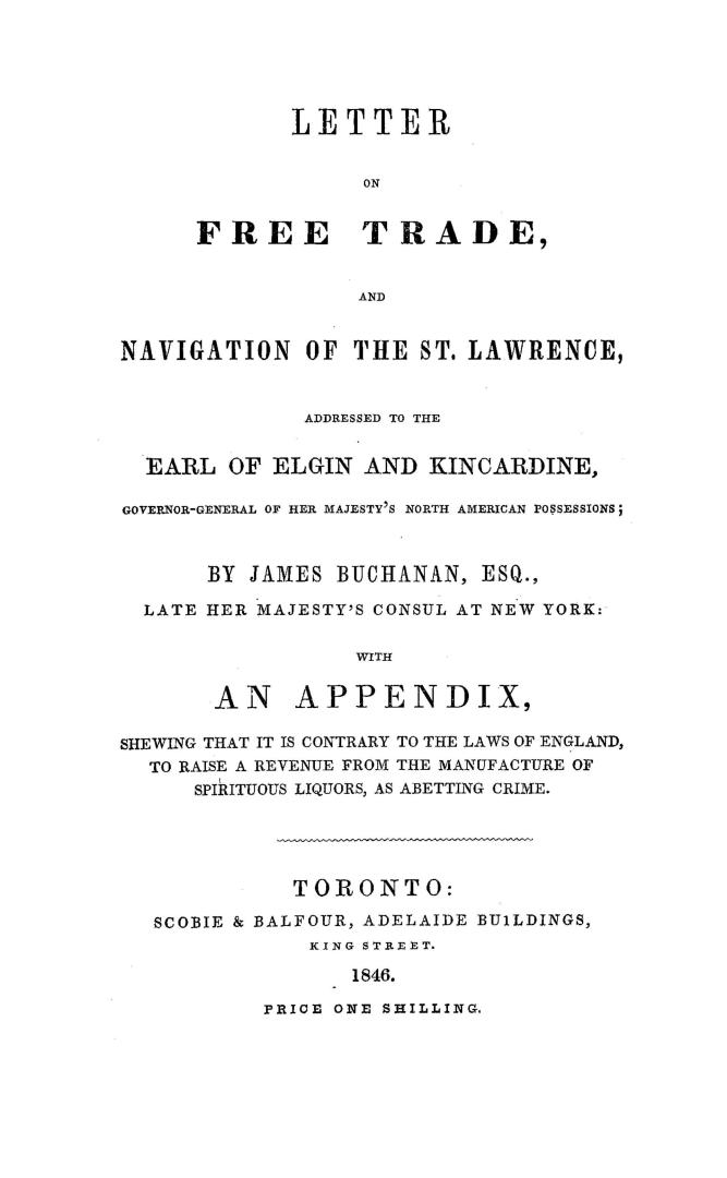 Letter on free trade and navigation of the St