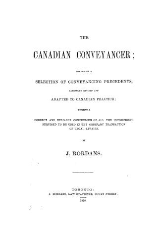 The Canadian conveyancer,
