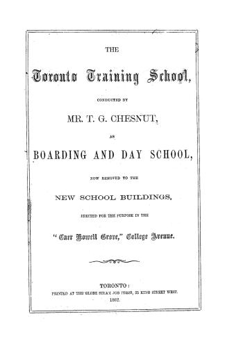 [Prospectus of] the Toronto training school conducted by Mr