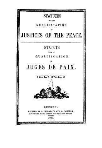 Statutes for the qualification of justices of the peace