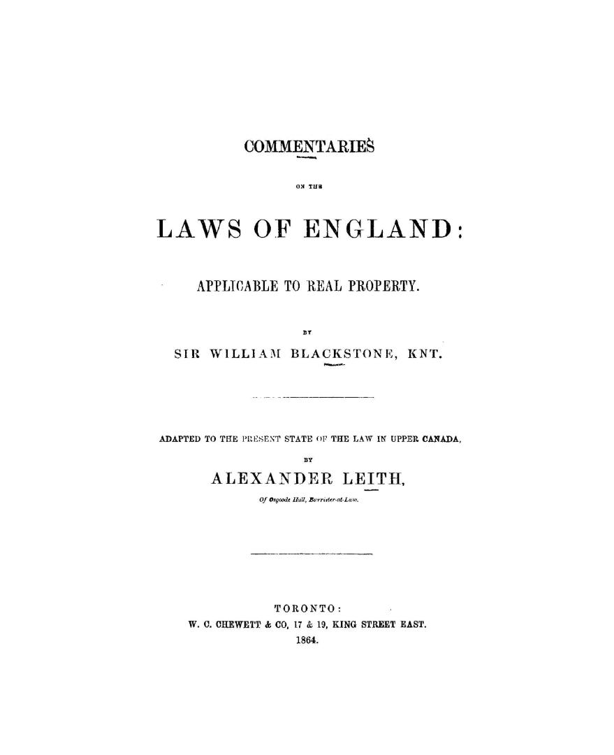 Commentaries on the laws of England,