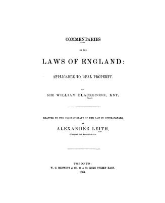 Commentaries on the laws of England,