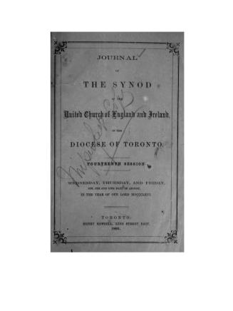 Journal of the Synod of the United Church of England & Ireland in the Diocese of Toronto held