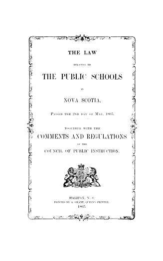The law relating to the public schools in Nova Scotia
